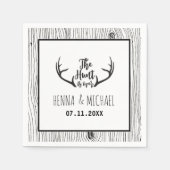 "Hunt is over" Rustic Antler Barnwood Wedding Servetten (Voorkant)