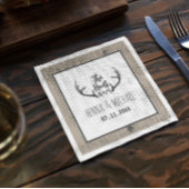 "Hunt is over" Rustic Antler Barnwood Wedding Servetten