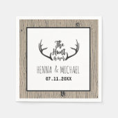 "Hunt is over" Rustic Antler Barnwood Wedding Servetten (Voorkant)