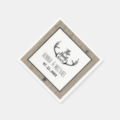 "Hunt is over" Rustic Antler Barnwood Wedding Servetten (Hoek)