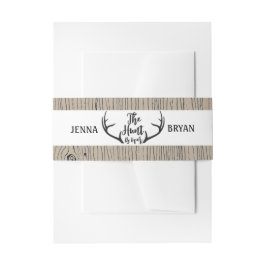 "Hunt is over" Rustic Antler Barnwood Wedding Uitnodigingen Wikkel