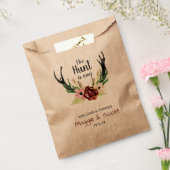 Hunt is over Rustic Antler Burgundy Floral Wedding Bedankzakje (Gezegeld)