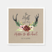 Hunt is over Rustic Antler Burgundy Floral Wedding Servet (Voorkant)