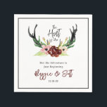 Hunt is over Rustic Antler Burgundy Floral Wedding Servet<br><div class="desc">© Waterverf "De jacht is voorbij" Bourgogne Bloemen Herten Antler Ontwerp Rustiek / Schuur / Land Bruiloft Aangepaste Papieren Servetten. Personaliseer het met de namen en trouwdatum van bruid & bruidegom of klik op de knop "Aanpassen" om naar de ontwerptool te gaan waar u tekst kunt toevoegen, het lettertype, de...</div>