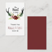 Hunt is over Rustic Antler Burgundy Floral Wedding Visitekaartje (Voorkant / Achterkant)