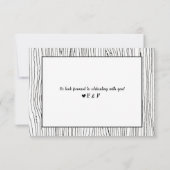 "Hunt is over" Rustiek hout Antler bruiloft RSVP Kaart (Achterkant)