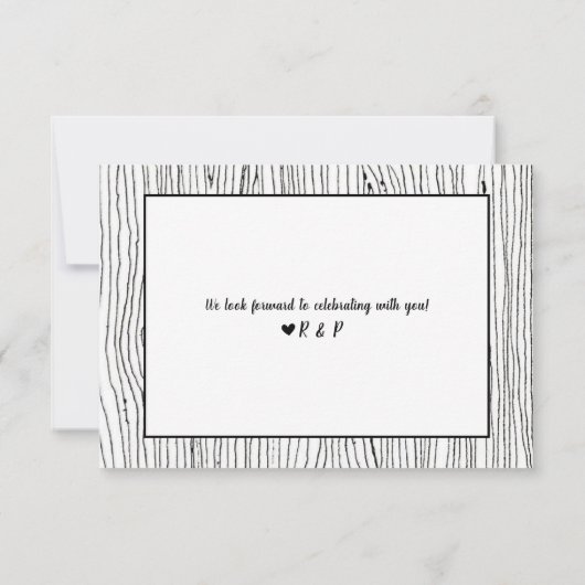 "Hunt is over" Rustiek hout Antler bruiloft RSVP Kaart (Achterkant)