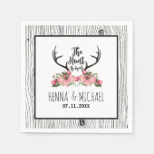 Hunt is over rustieke Antler Barnwood Floral bruil Servet (Voorkant)