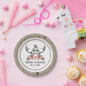 Hunt is over rustieke Antler Floral Barnwood bruil Papieren Bordje (Feest)
