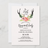 Hunt is over rustieke Antler Floral Engagement Par Kaart (Voorkant)