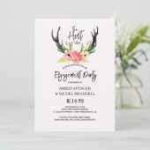 Hunt is over rustieke Antler Floral Engagement Par Kaart (Staand voorkant)