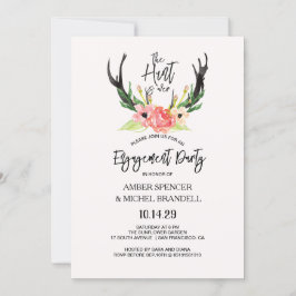 Hunt is over rustieke Antler Floral Engagement Par Kaart