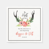 Hunt is over rustieke Boho Antler Floral Wedding Servet (Voorkant)