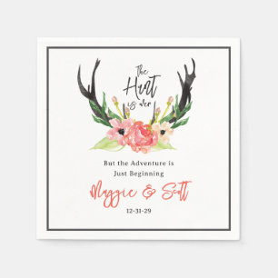 Hunt is over rustieke Boho Antler Floral Wedding Servet