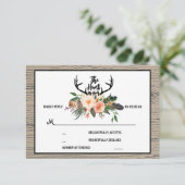 Hunt is over rustieke Boho Floral bruiloft RSVP Kaartje (Staand voorkant)