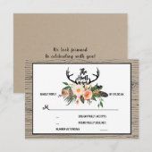 Hunt is over rustieke Boho Floral bruiloft RSVP Kaartje (Voorkant / Achterkant)