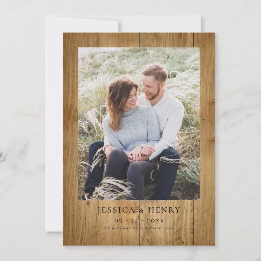 Hunt is over rustieke gewei bruiloft foto kaart (Achterkant)