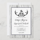 "Hunt is voorbij" Rustiek hout Antler bruiloft Kaart (Voorkant)