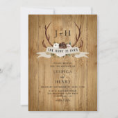 Hunt staat voor Rustic Antlers Wedding QR Code Kaart (Voorkant)