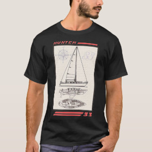Hunter 33 zeilboot lijntekening t-shirt
