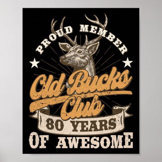 Hunter 80th Birthday Old Bucks Club 80 jaar AW Poster (Voorkant)