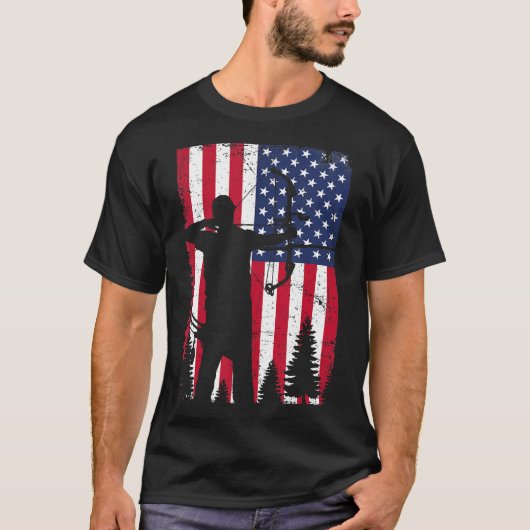 Hunter American Flag voor boogschutter T-shirt (Voorkant)