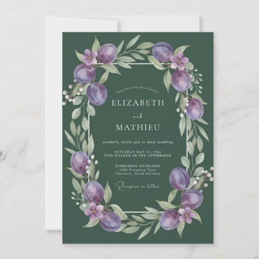 Hunter Amethyst Ranunculus Eucalyptus Bruiloft Kaart (Voorkant)