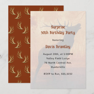Hunter Antlers Deer Birthday Party Invitation Kaart
