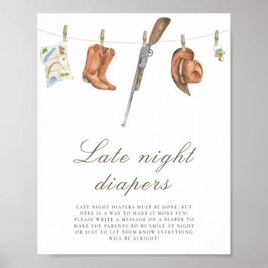 Hunter baby shower - Late night diapers game Poster (Voorkant)
