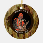 Hunter BIGGEST BUCK Camouflage Foto herdenking Keramisch Ornament (Voorkant)