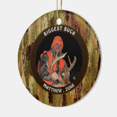 Hunter BIGGEST BUCK Camouflage Foto herdenking Keramisch Ornament (Links)