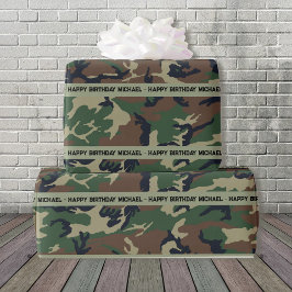 Hunter Bossen Camo Tekst toevoegen & Naam Verjaard Cadeaupapier