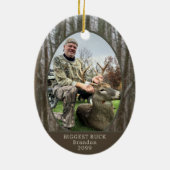 Hunter Bossen foto gepersonaliseerd Keramisch Ornament (Achterkant)
