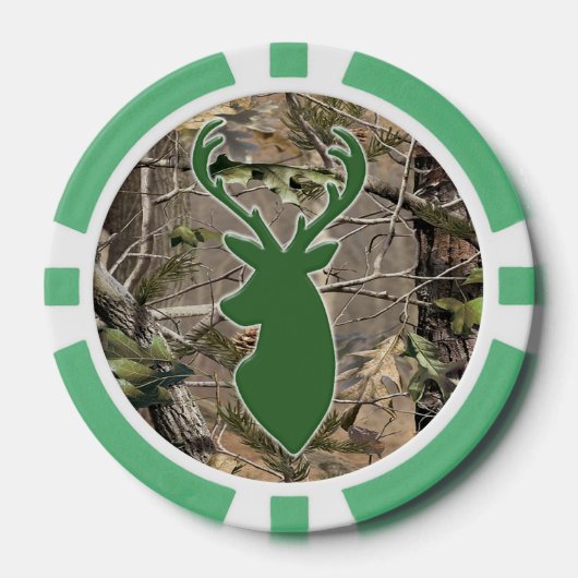 Hunter camo herten hoofd poker chip (Voorkant)