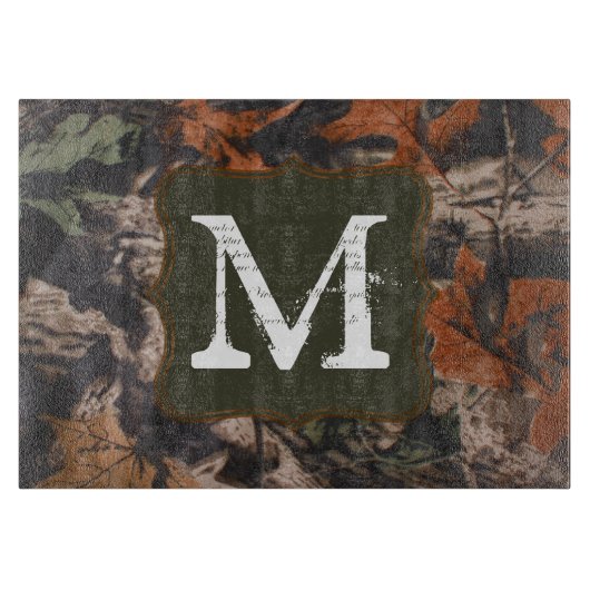 Hunter Camo Hunters Monogram Glass Cutting Board Snijplank (Voorkant)
