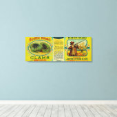 Hunter Clams LabelMilbridge, ME Canvas Afdruk (Insitu (Houten vloer))