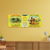 Hunter Clams LabelMilbridge, ME Canvas Afdruk (Insitu (Woonkamer))