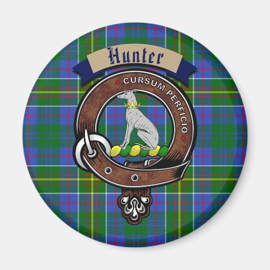 Hunter Clan Badge & Tartan Magneet (Voorkant)