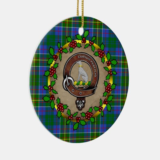Hunter Clan Badge & Tartan Persoonlijke mas Keramisch Ornament (Rechts)