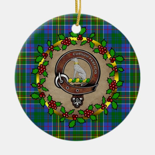 Hunter Clan Badge & Tartan Persoonlijke mas Keramisch Ornament (Voorkant)