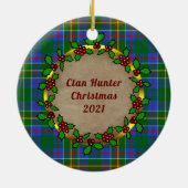 Hunter Clan Badge & Tartan Persoonlijke mas Keramisch Ornament (Achterkant)