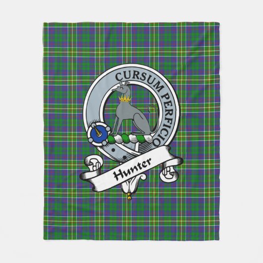 Hunter Clan Badge Tartan Pset Fleece Deken (Voorkant)