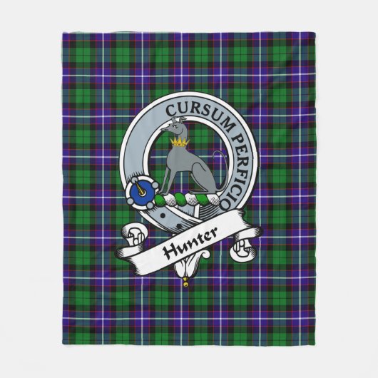 Hunter Clan Badge Tartan Pset Fleece Deken (Voorkant)