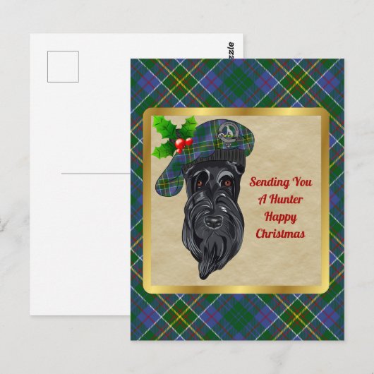 Hunter Clan Badge & Tartankerst Briefkaart (Voorkant / Achterkant)