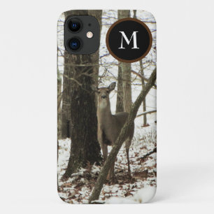 Hunter Deer in de sneeuw met monogram Camo Case-Mate iPhone Case