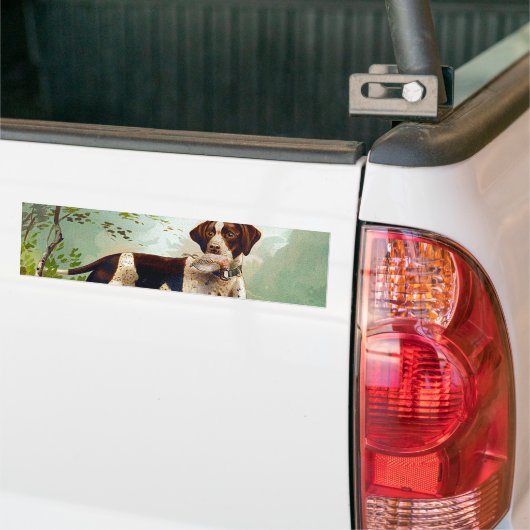 Hunter dog met vogel in de mond bumpersticker (Op Truck)