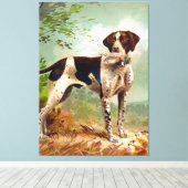 Hunter dog met vogel in de mond canvas afdruk (Insitu (Houten vloer))