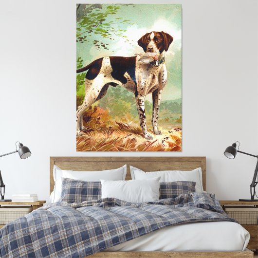 Hunter dog met vogel in de mond canvas afdruk (Insitu (Slaapkamer))