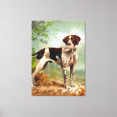 Hunter dog met vogel in de mond canvas afdruk (Voorkant)