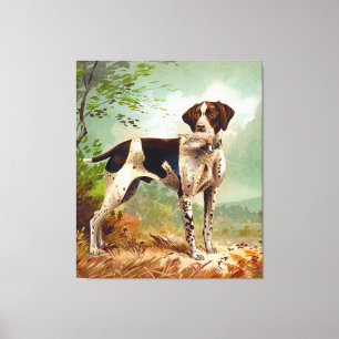 Hunter dog met vogel in de mond canvas afdruk